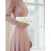 Evening Bag - Satin Embellished w/ Flower Rhinestones - White -BG-38044WT